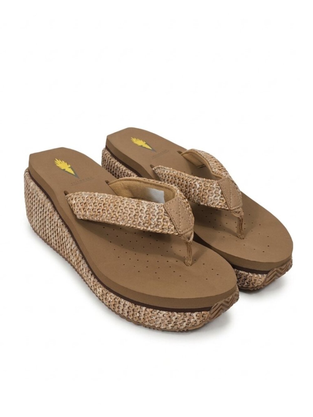 Volatile Island Raffia Platform Wedge Flip Flop Sandals Natural Size 7 NIB